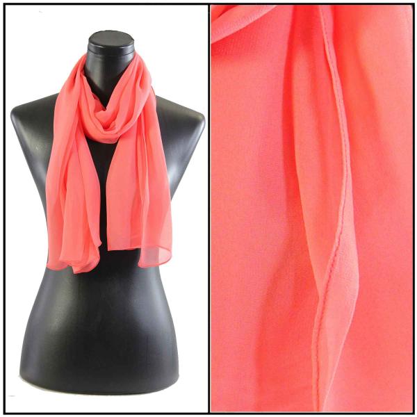 Wholesale Silky Dress Scarves - 1909 S21 Solid Coral - 