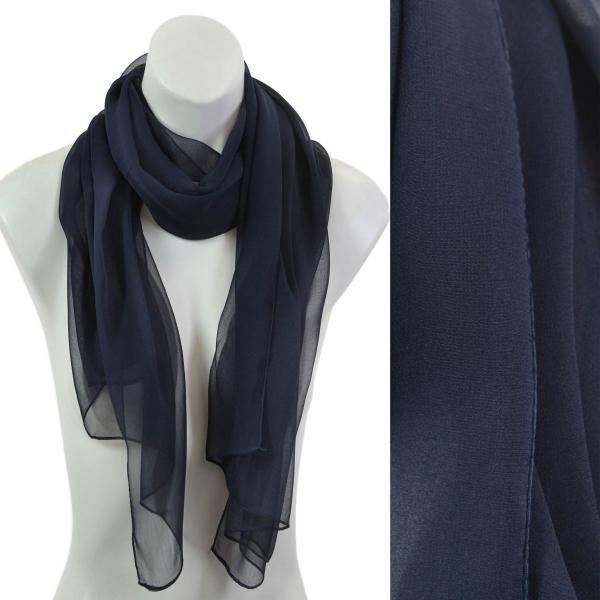 Wholesale Silky Dress Scarves - 1909 S23 Solid Navy - 