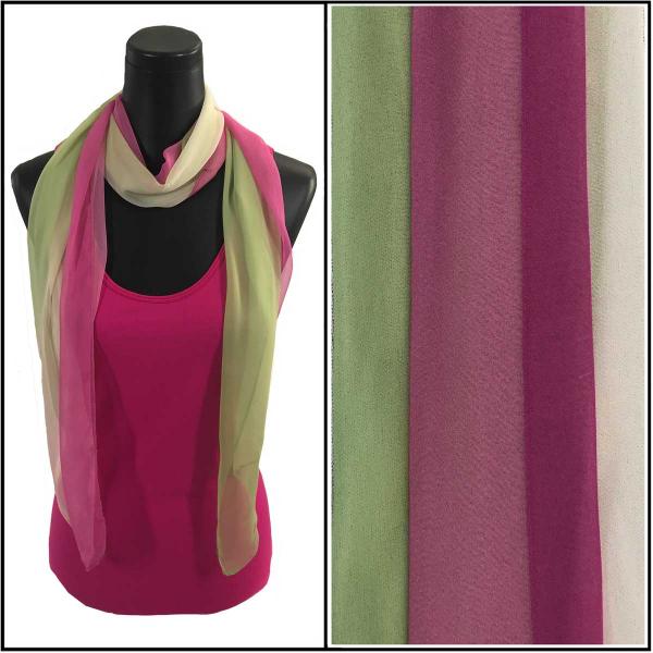 Wholesale Silky Dress Scarves - 1909 TC18 Tri-Color Magenta/Ivory/Sage MB - 