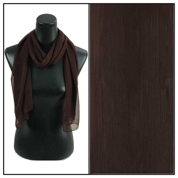 Wholesale Silky Dress Scarves - 1909 S28 Solid Dark Brown - 