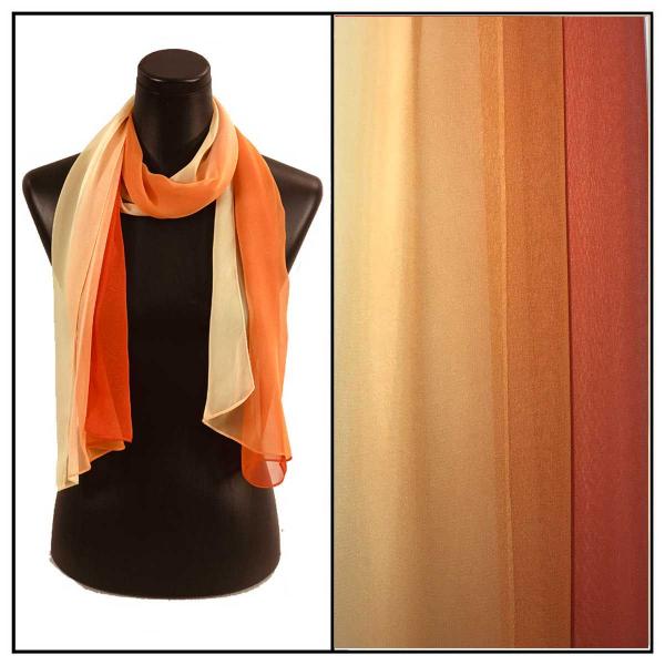 Wholesale Silky Dress Scarves - 1909 TC23 Tri-Color Oranges - 