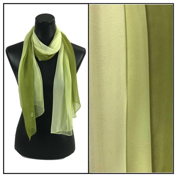 Wholesale Silky Dress Scarves - 1909 TC25 Tri-Color Avocado/Sage/Cream - 