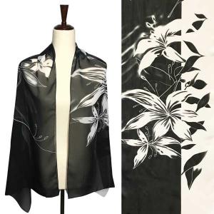 Silky Dress Scarves - 1909 A029 Black/White Floral Black and White - 