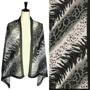 Silky Dress Scarves - 1909 A055 - Black Animal Print - 