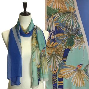 Silky Dress Scarves - 1909 CHK02 - Chickadee Blue - 