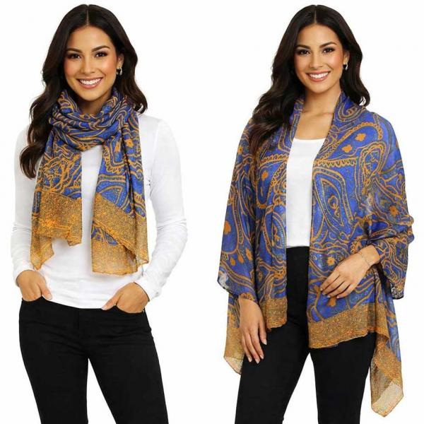 Butter Soft Shawls - 4360/4345 - 4345- Blue<br>
Abstract Paisley Shawl Butter Soft Shawls - 4360/4345 4345- Blue<br>
Abstract Paisley Shawl -