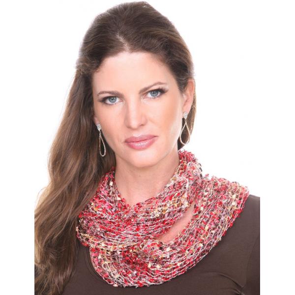 Wholesale 26791 - Confetti Infinity Scarves Red-Brown-Gold - 