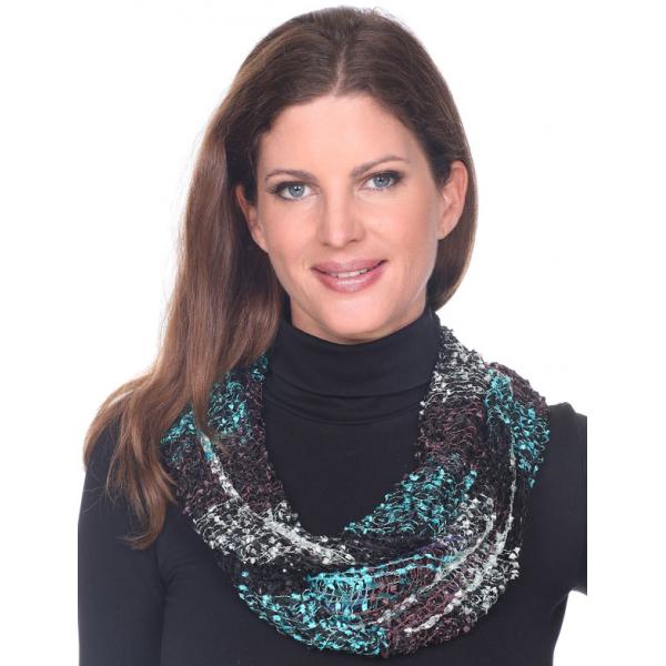 Wholesale 26791 - Confetti Infinity Scarves Black-Brown-Teal - 