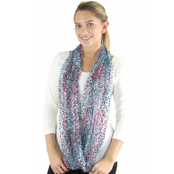 Wholesale 26791 - Confetti Infinity Scarves Pink-Teal-Silver MB - 