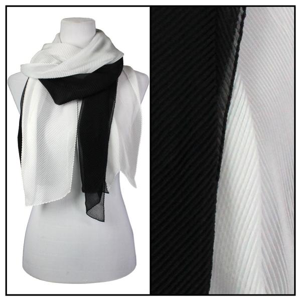 Wholesale 1975 - Pleated Scarves Black-White - 