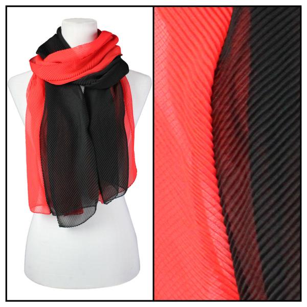 Wholesale 1975 - Pleated Scarves Black-Red - 