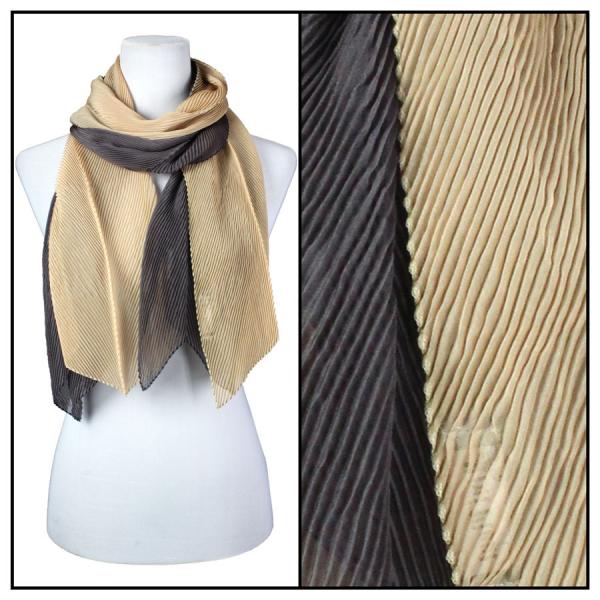 Wholesale 1975 - Pleated Scarves Champagne-Charcoal - 