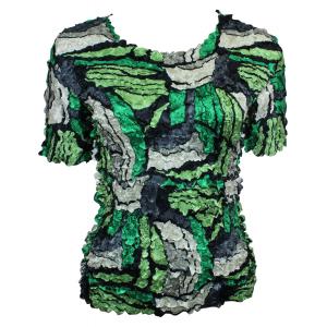 Wholesale 2074 - Satin Petal Shirts - Short Sleeve Pop Art - Green - One Size Fits Most