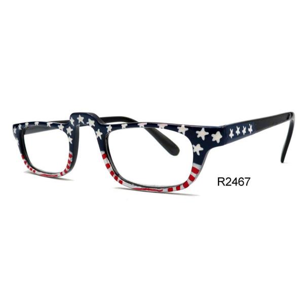 Wholesale 074 Red, White and Blue - US Flag Hand Painted Reading Glasses - #2467 12 Pack - One Size Fits All