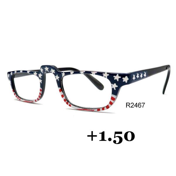 Wholesale 074 Red, White and Blue - US Flag USA Design Hand Painted Reading Glasses +1.50 - 