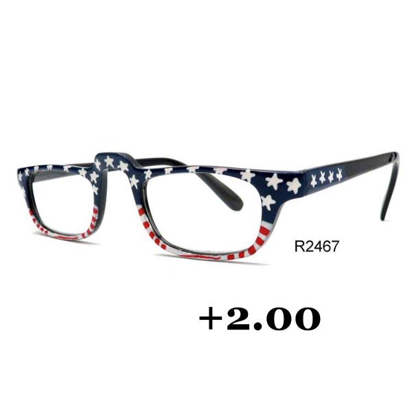Wholesale 074 Red, White and Blue - US Flag USA Design Hand Painted Reading Glasses +2.00 - 