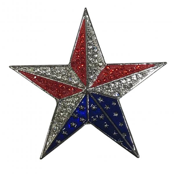 Wholesale 074 Red, White and Blue - US Flag FLAG STAR Magnetic Brooch  - 1.5