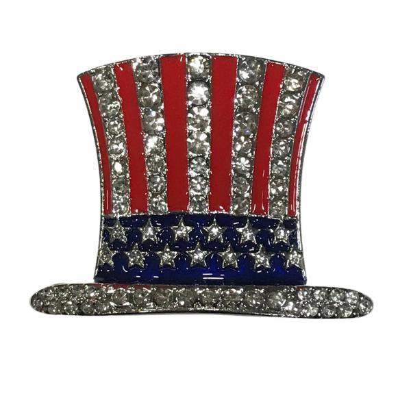 Wholesale 074 Red, White and Blue - US Flag FLAG HAT Magnetic Brooch  - 1.5