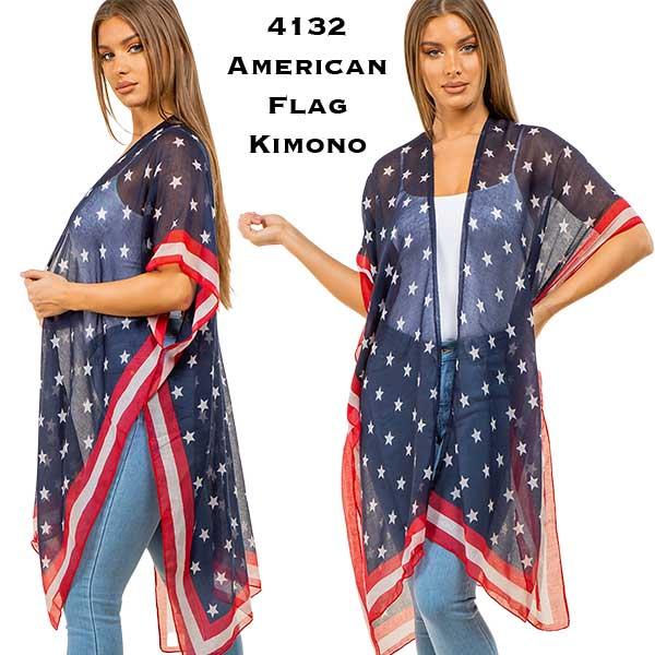 Wholesale 074 Red, White and Blue - US Flag KP4132<br> American Flag Kimono  - One Size Fits All