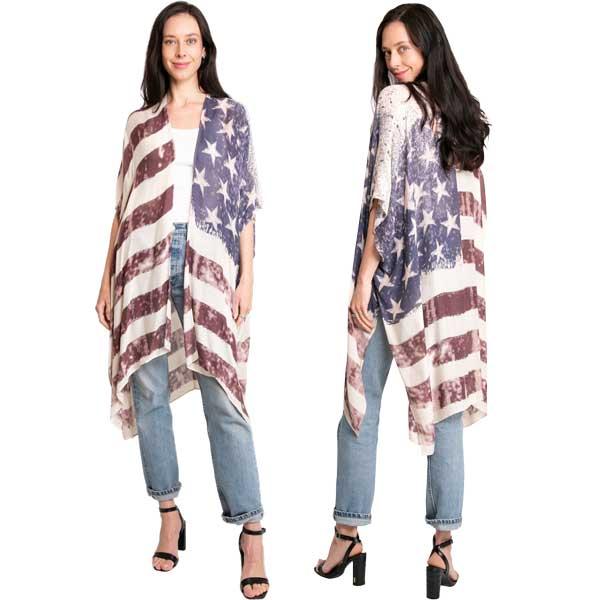 Wholesale 074 Red, White and Blue - US Flag 2146 - Old Glory<br>Kimono - One Size Fits All