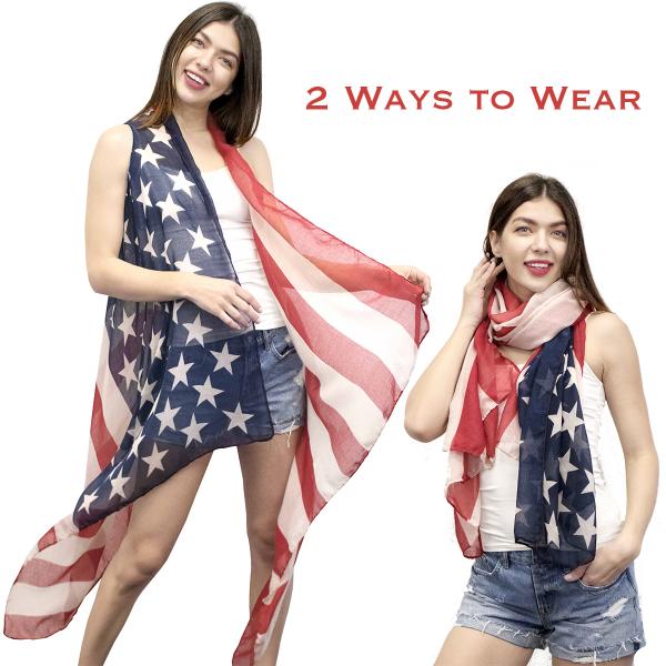 wholesale 074 Red, White and Blue - US Flag 1005 Classic Flag Scarf Vest - One Size Fits All