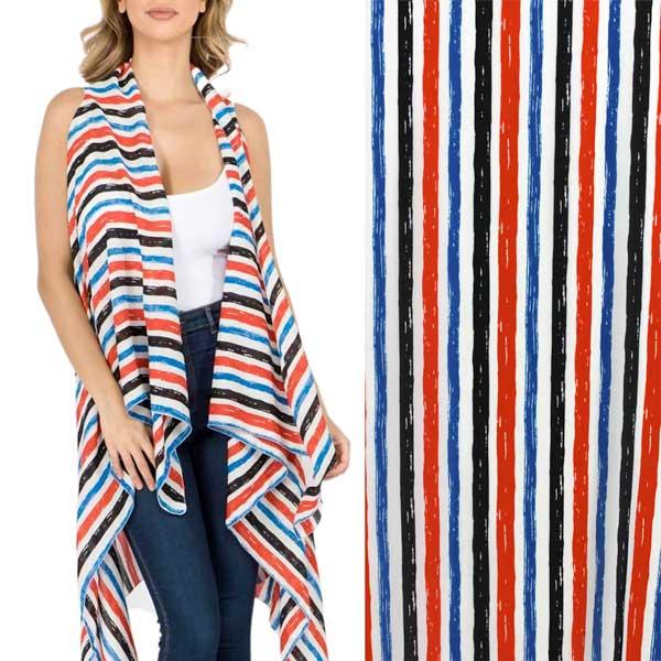 Wholesale 2144 - Chiffon Scarf Vests (Style 2)  #0060 Red-White-Blue<br>
Chiffon Scarf Vest - One Size Fits All