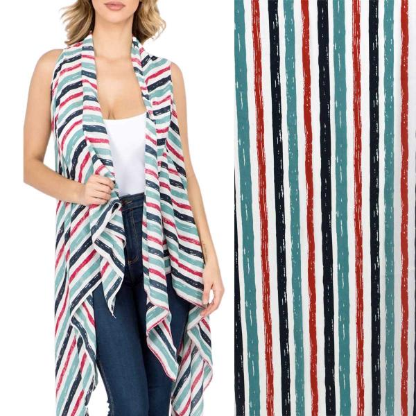 Wholesale 2144 - Chiffon Scarf Vests (Style 2)  #0060 Aqua-Navy - One Size Fits All
