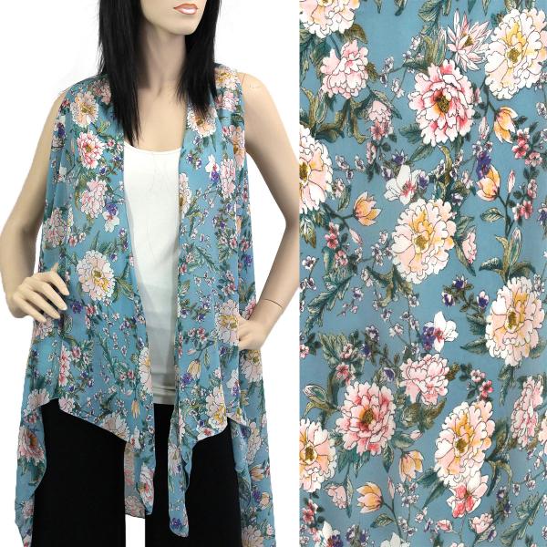 Wholesale 2144 - Chiffon Scarf Vests (Style 2)  #8521 Blue - One Size Fits All