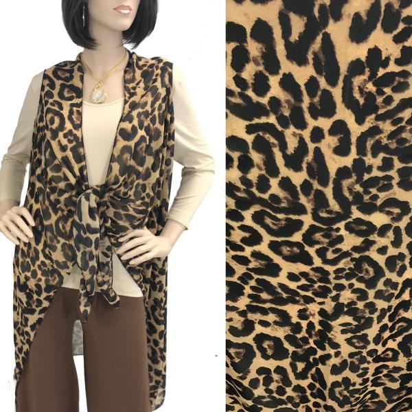 Wholesale 2144 - Chiffon Scarf Vests (Style 2)  #9663 Leopard Print MB - One Size Fits All
