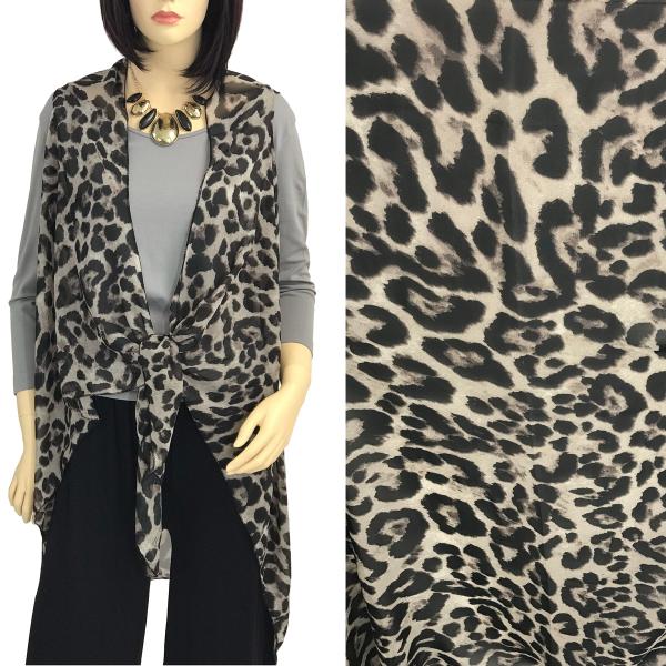 Wholesale 2144 - Chiffon Scarf Vests (Style 2)  #9663 Leopard Print - Grey-Java MB - One Size Fits All