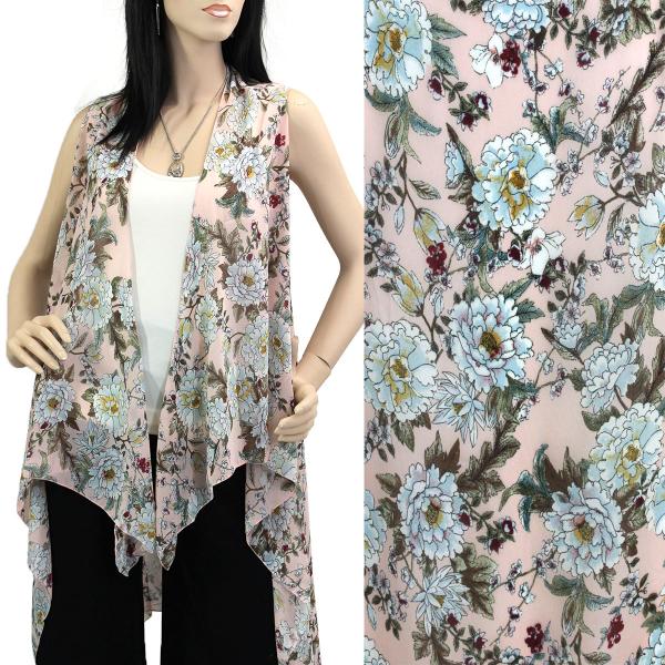 Wholesale 2144 - Chiffon Scarf Vests (Style 2)  #8521 Pink - One Size Fits All