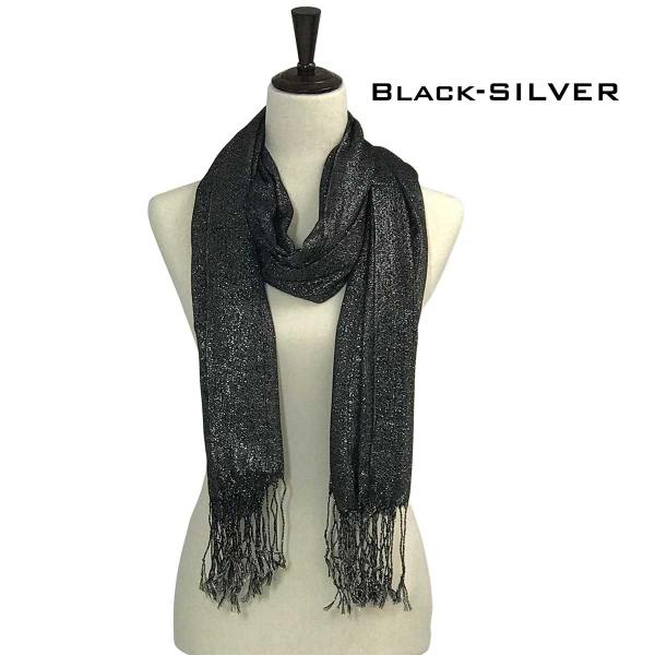 Wholesale 1002 - Lurex Sparkle Shawls Black-Silver - 