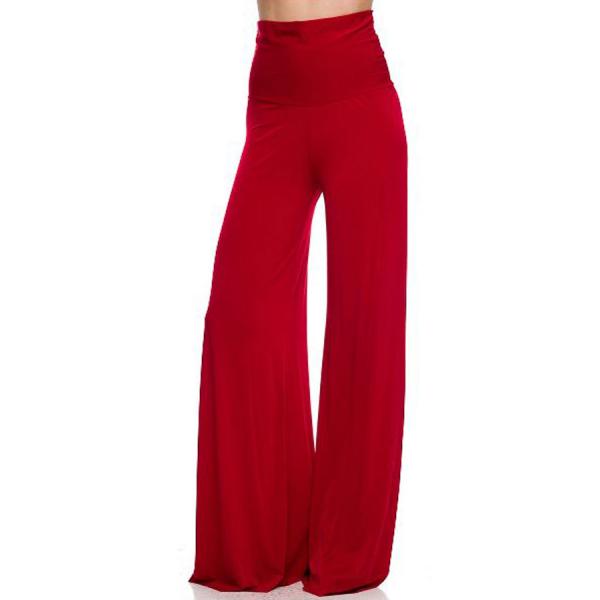 Wholesale 2172 - Palazzo Pants Solid Red - M