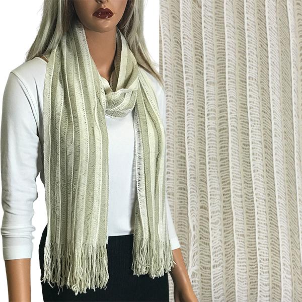 wholesale 1120 - Knitted Striped Scarves Ivory Oblong Scarves - Knitted Stripes 1120* - 