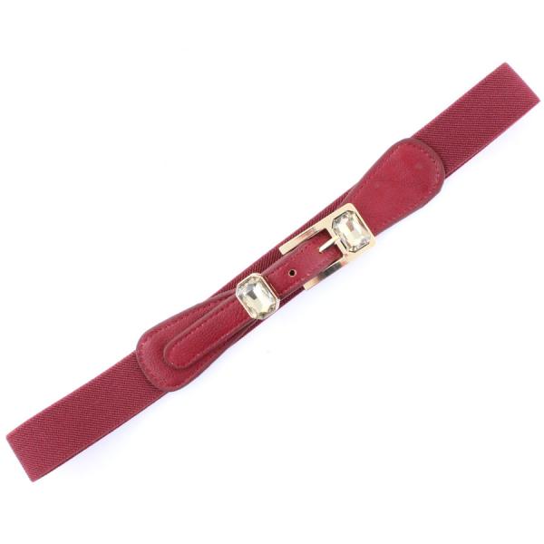 Wholesale 2276 Fashion Stretch Belts X9185 - Burgundy - One Size Fits (S-L)