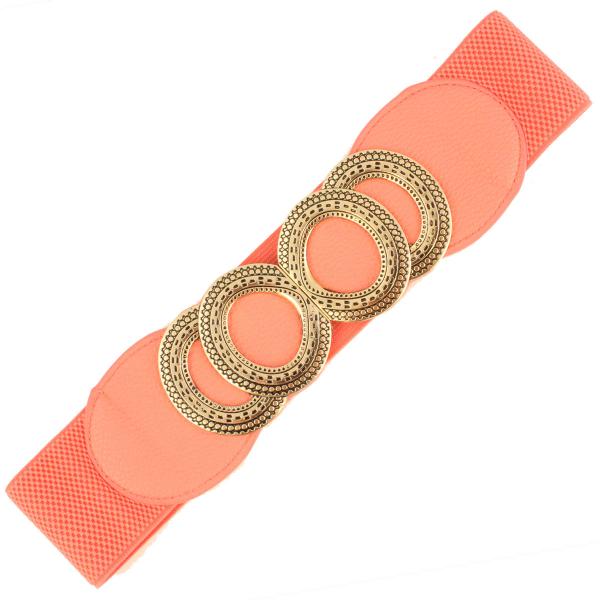 Wholesale 2276 Fashion Stretch Belts A3102 - Coral - One Size Fits (S-L)
