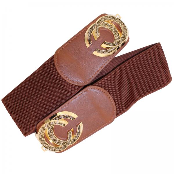 Wholesale 2276 Fashion Stretch Belts A3144 - Brown - One Size Fits (S-L)