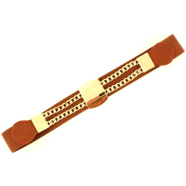 Wholesale 2276 Fashion Stretch Belts S0003 - Brown - One Size Fits (S-L)