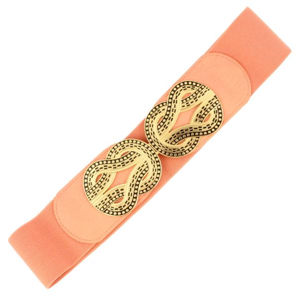 Wholesale 2276 Fashion Stretch Belts S0025 - Coral - One Size Fits (S-L)