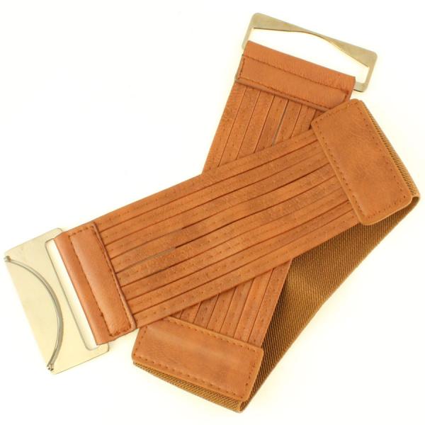Wholesale 2276 Fashion Stretch Belts W8237 - Camel - One Size Fits (S-L)