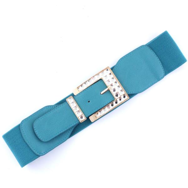 Wholesale 2276 Fashion Stretch Belts X9155 - Teal Blue - One Size Fits (S-L)