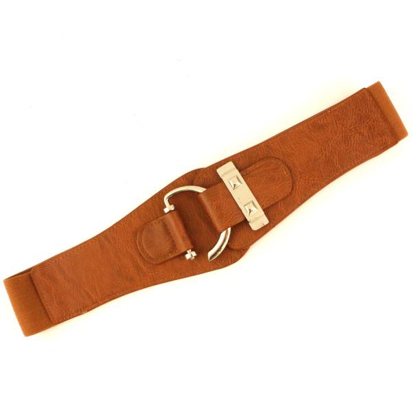 Wholesale 2276 Fashion Stretch Belts Y5072 - Camel - One Size Fits (S-L)