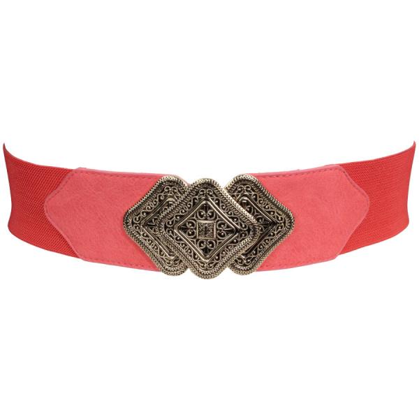 Wholesale 2276 Fashion Stretch Belts Y5328 - Coral - One Size Fits (S-L)