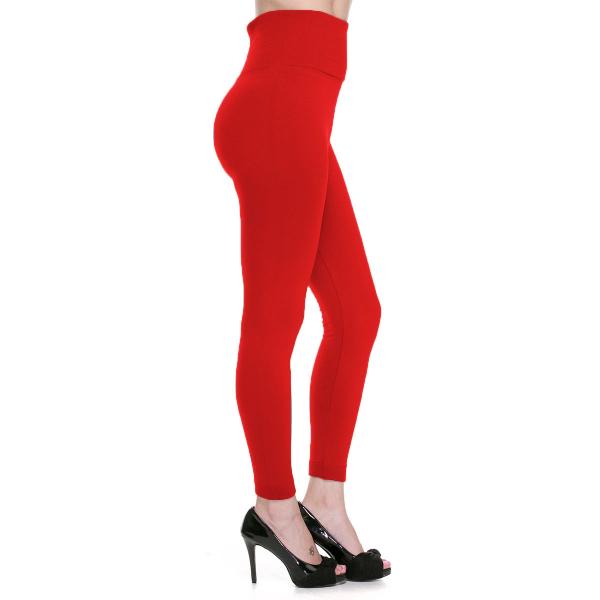 Wholesale 2278 - Fleece and Fur Lined Leggings Solid Red High Waisted - Fleece Lined Leggings WSJ5 - One Size Fits All