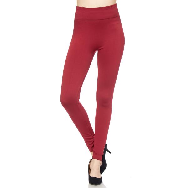 Wholesale 2278 - Fleece and Fur Lined Leggings Solid Burgundy PLUS SIZE - Fleece Lined Leggings 9000  - Plus Size (XL-2X)
