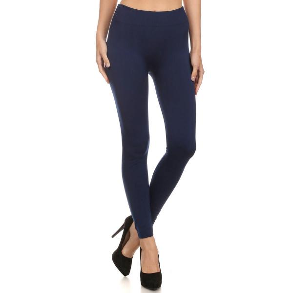 Wholesale 2278 - Fleece and Fur Lined Leggings Solid Navy PLUS SIZE Fleece Leggings 9000 - Plus Size (XL-2X)