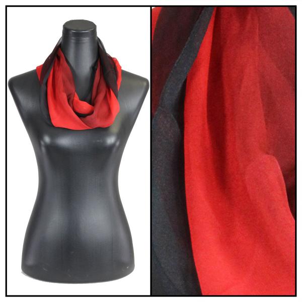 Wholesale 9001 - Tasseled Silky Dress Scarves TC02<br>Tri-Color - Black-Maroon-Red - 22