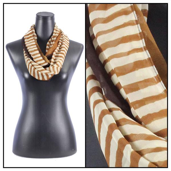 Wholesale Silky Dress Scarves - 1909 N113 <br> Brown w/Stripes  - 22