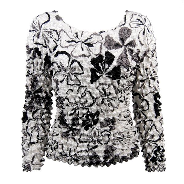 Wholesale 231 - Gourmet Popcorn - Long Sleeve White-Black-Grey Flowers  - One Size Fits Most