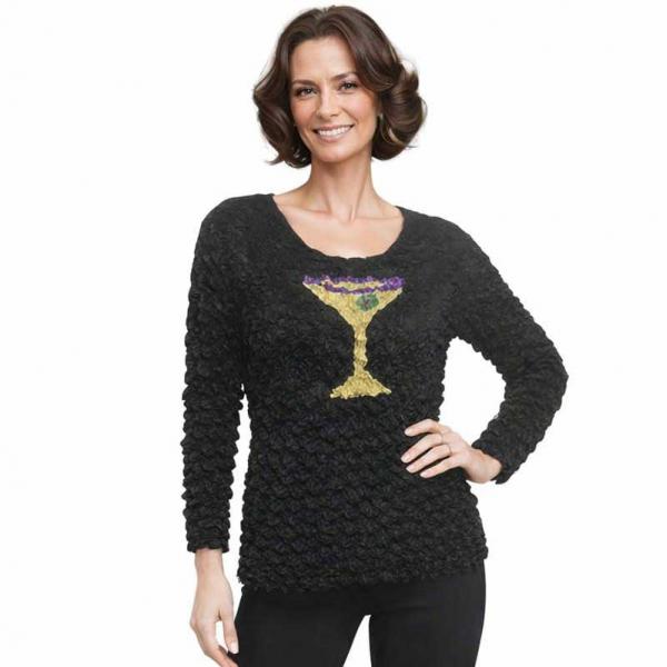 231 - Travel Popcorn - Long Sleeve - Applique - Martini Glass One Size Fits Most 231 - Travel Popcorn - Long Sleeve Applique - Martini Glass - One Size Fits Most